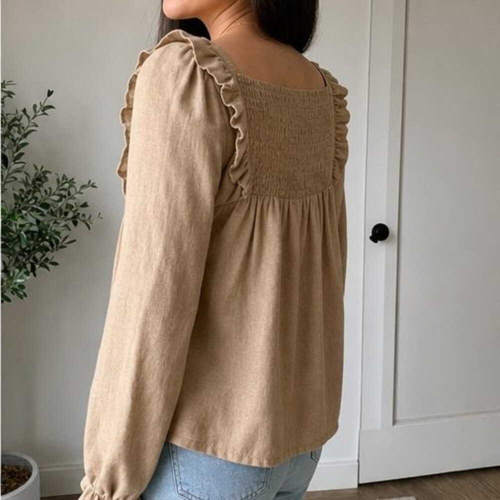 Camel Button Blouse - Picture 3 of 6